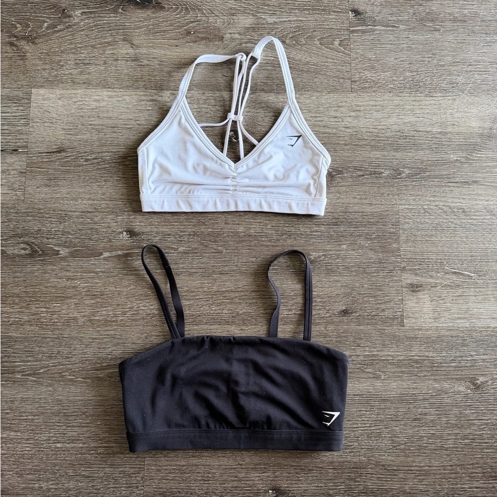 Gymshark White and Black Sports Bras